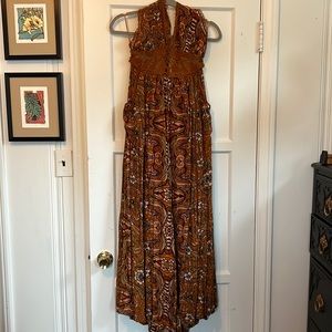 Wide leg halter jumpsuit